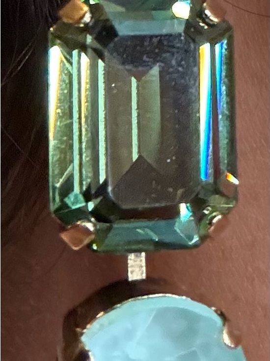 River Earrings – TOVA Tova River earrings Mint Green Crystal Drop- Gold Tone NWT